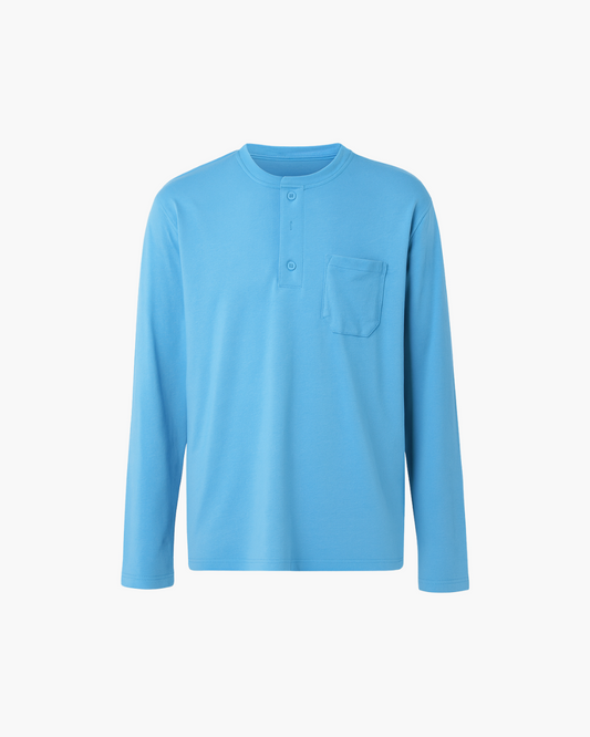 Langarm Henley Shirt mit Brusttasche