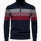 Halbzip Troyer Gestreifter Strickpullover mit Rippenkragen