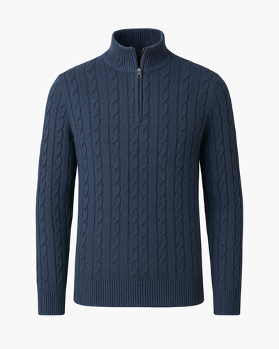 Halbzip Troyer Strickpullover mit Zopfmuster