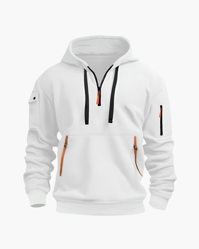 Lockerer Hoodie mit Reißverschluss und Kontrastdetails