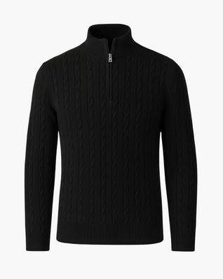 Halbzip Troyer Strickpullover mit Zopfmuster