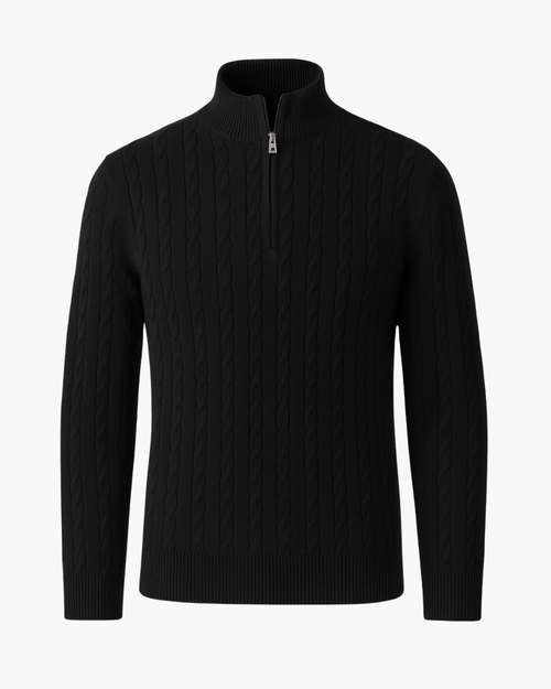 Halbzip Troyer Strickpullover mit Zopfmuster