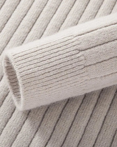 Gerippter Troyer Strickpullover mit Reißverschlusskragen