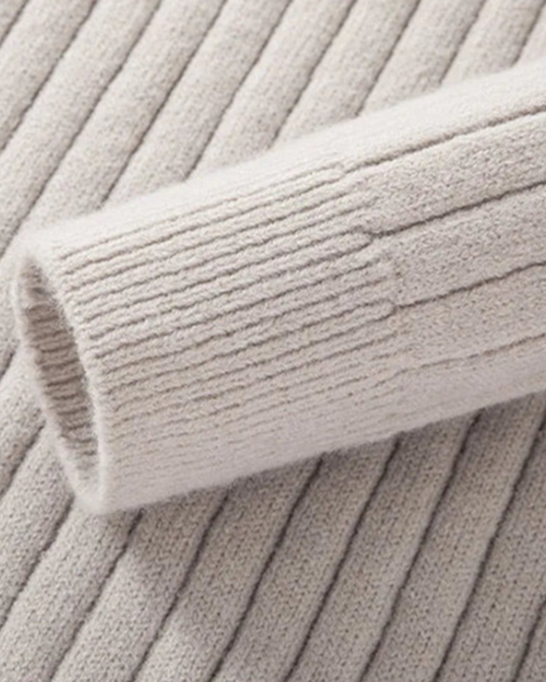 Gerippter Troyer Strickpullover mit Reißverschlusskragen