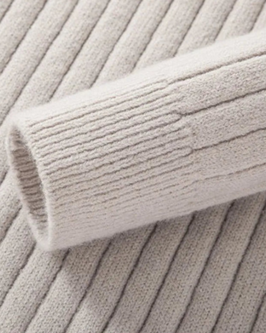 Gerippter Troyer Strickpullover mit Reißverschlusskragen