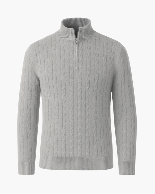 Halbzip Troyer Strickpullover mit Zopfmuster