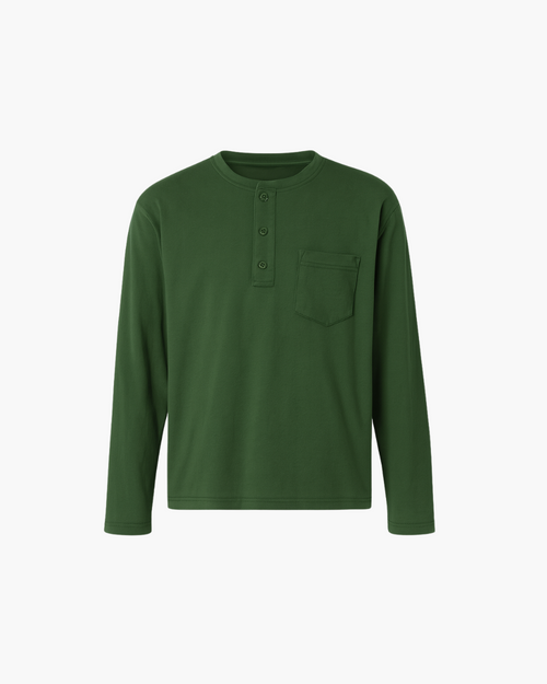 Langarm Henley Shirt mit Brusttasche