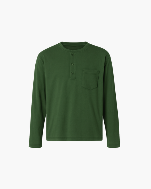 Langarm Henley Shirt mit Brusttasche