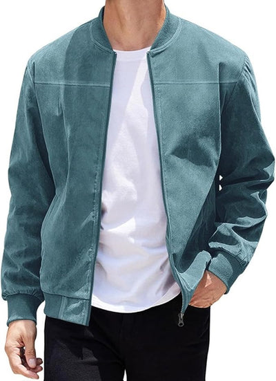 Gerippter Blouson mit Reißverschluss und Stehkragen