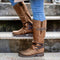 Kniehohe Stiefel mit Zierschnallen und Reißverschluss