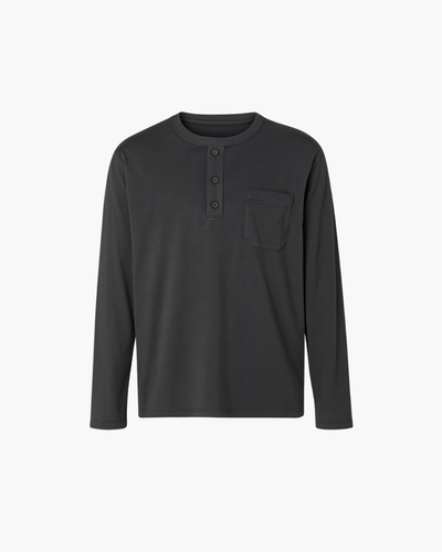 Langarm Henley Shirt mit Brusttasche