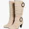 Kniehohe Stiefel mit Blockabsatz und Zierschnallen