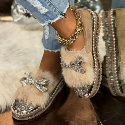 Serafina | Glamouröse Plateau Loafer mit Kristallschleife