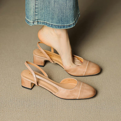 Amelie | Stilvolle Slingback Pumps aus Leder mit Blockabsatz
