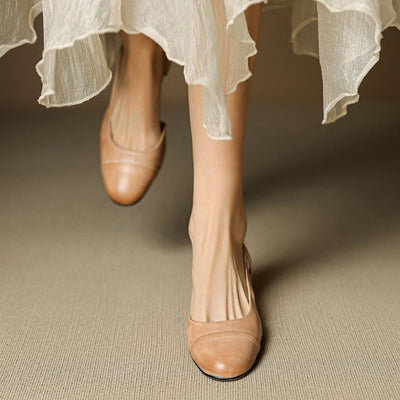 Amelie | Stilvolle Slingback Pumps aus Leder mit Blockabsatz