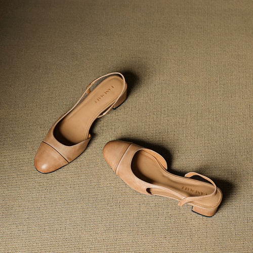 Amelie | Stilvolle Slingback Pumps aus Leder mit Blockabsatz