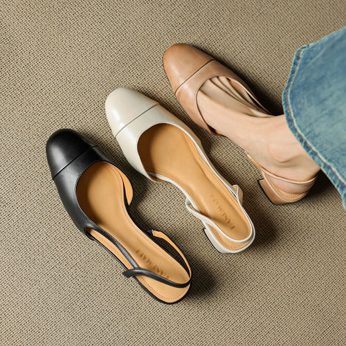 Amelie | Stilvolle Slingback Pumps aus Leder mit Blockabsatz
