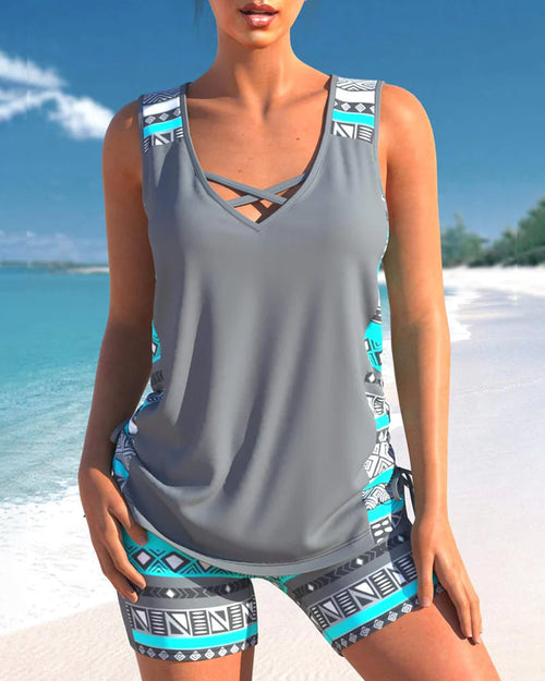 Amelia | Elegantes Tankini Set mit geometrischem Muster