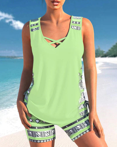 Amelia | Elegantes Tankini Set mit geometrischem Muster