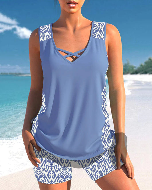 Amelia | Elegantes Tankini Set mit geometrischem Muster