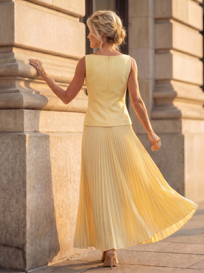 Liana | Elegantes Ensemble mit strukturiertem Top und Plissee Rock
