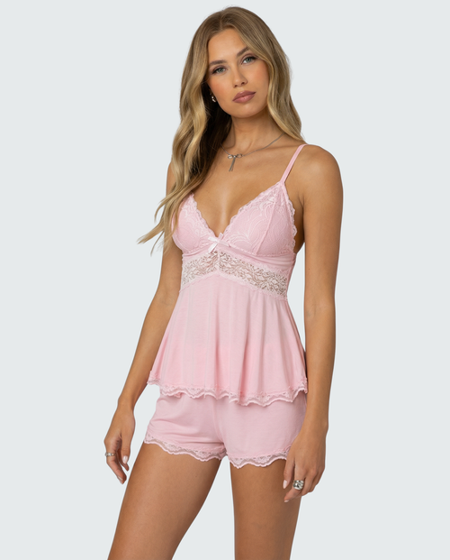 Elinora | Zartes Spitzen Camisole und Shorts Set
