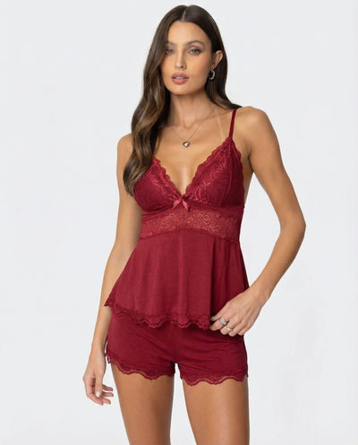 Elinora | Zartes Spitzen Camisole und Shorts Set