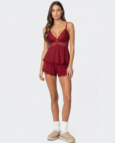 Elinora | Zartes Spitzen Camisole und Shorts Set