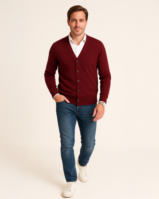 V-Ausschnitt Strickjacke mit Knopfleiste