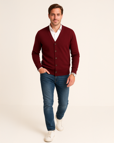 V-Ausschnitt Strickjacke mit Knopfleiste