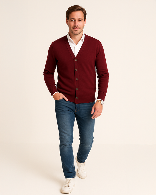 V-Ausschnitt Strickjacke mit Knopfleiste