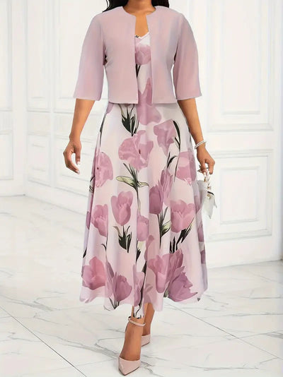 Christina | Romantische Blumenpracht und stilvolles Maxikleid Set