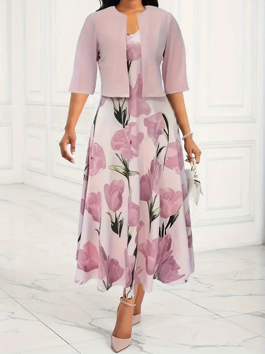 Christina | Romantische Blumenpracht und stilvolles Maxikleid Set