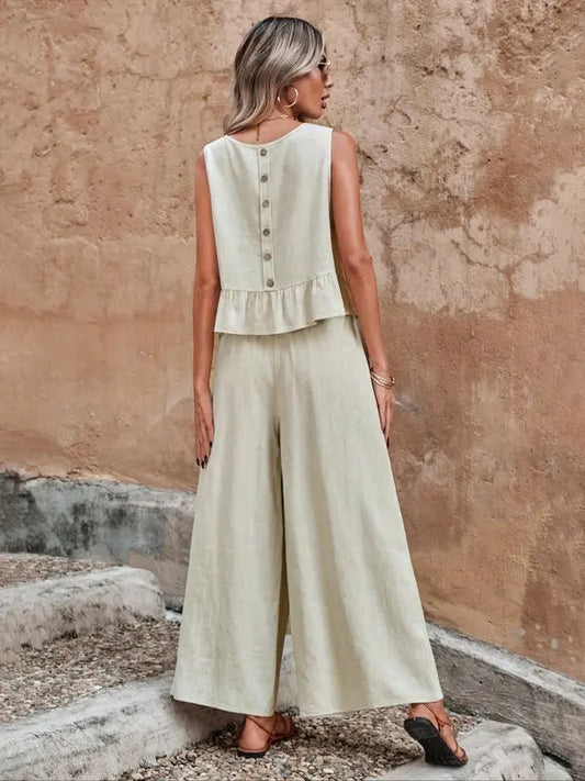 Stefanie | Elegantes Twin Set mit femininem Rüschensaum