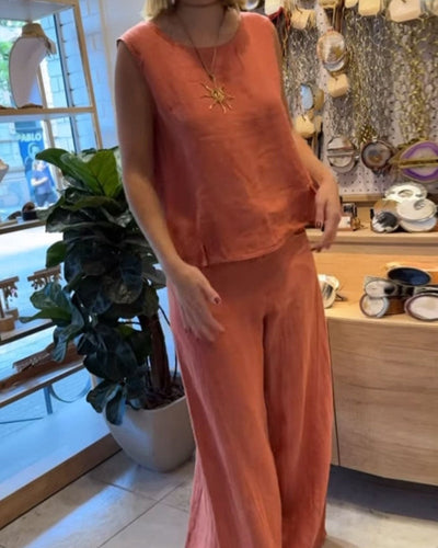 Tessa | Luftiges Boho Set aus Baumwolle mit weitem Bein