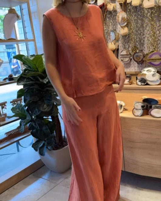 Tessa | Luftiges Boho Set aus Baumwolle mit weitem Bein