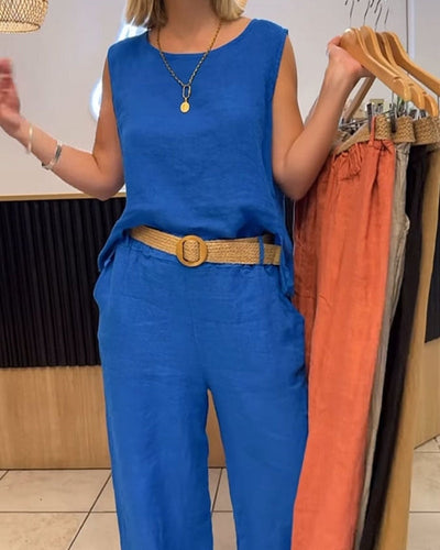 Tessa | Luftiges Boho Set aus Baumwolle mit weitem Bein