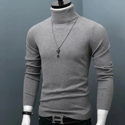 Feinstrick Rollkragenpullover mit Rippkragen